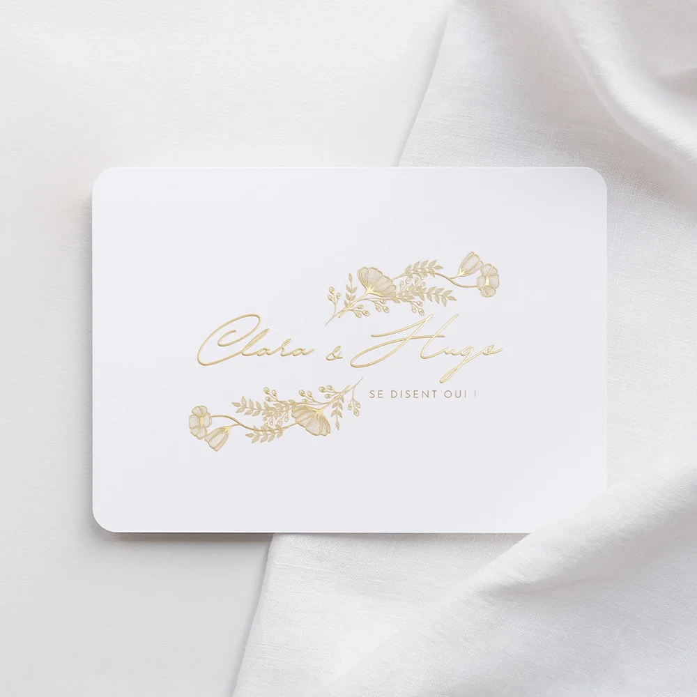 Faire part mariage de luxe blanc et doré avec enveloppe - ALITA EVENT